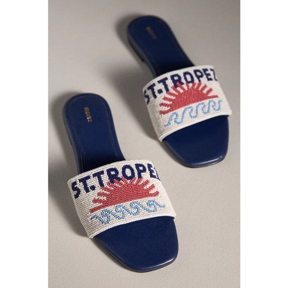 Maeve For Anthropologie The Fiona Beaded Slide Sandal - St. Tropez